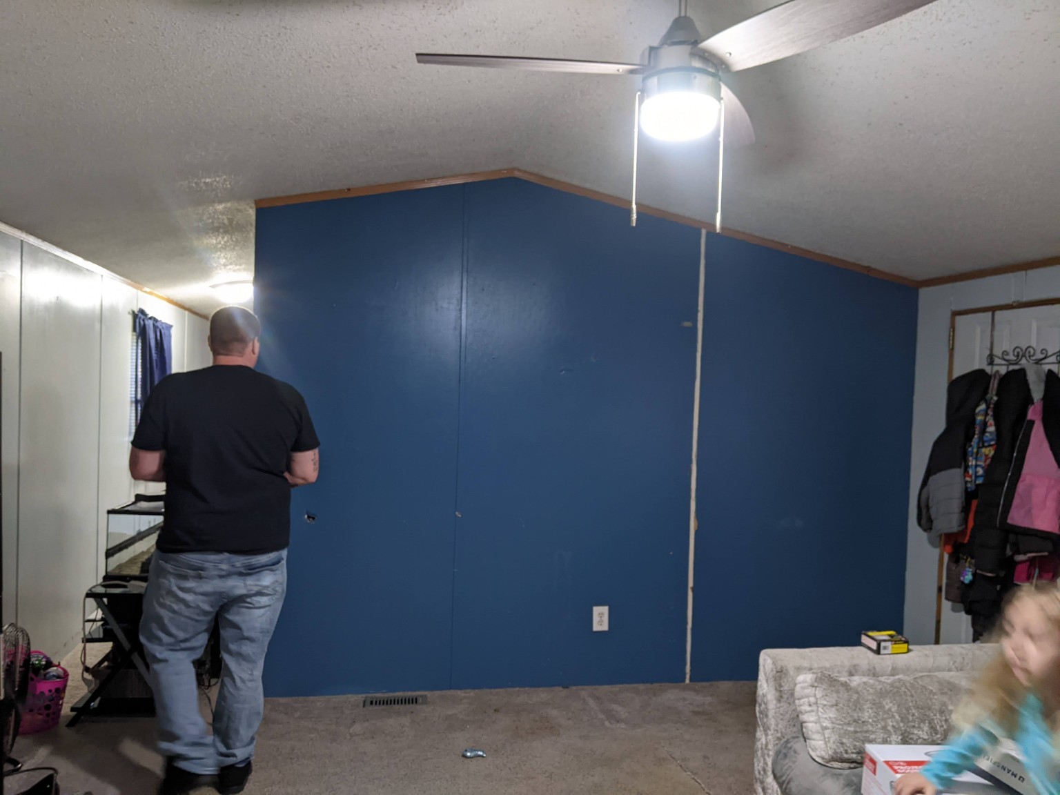 Blue wall before accent wall installation