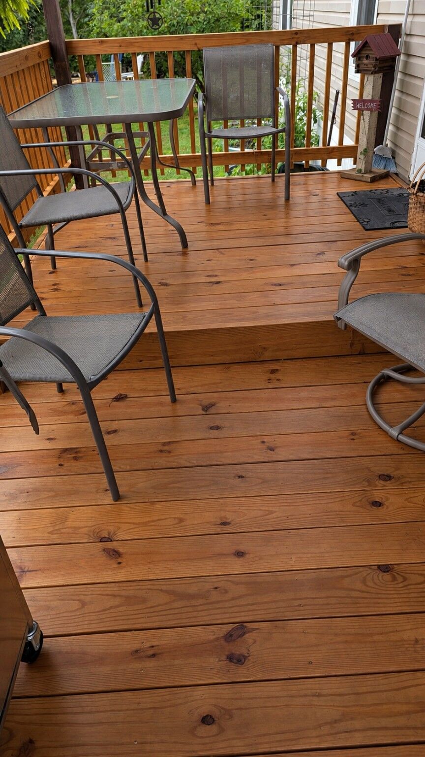 Clean finished wood deck surface