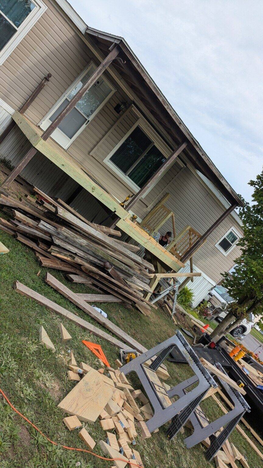 Deck rebuild during tear-out and construction