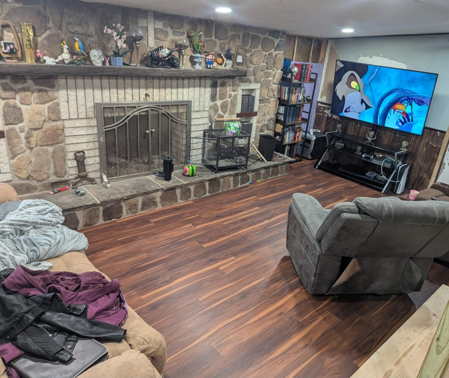 Finished brown flooring in completed room