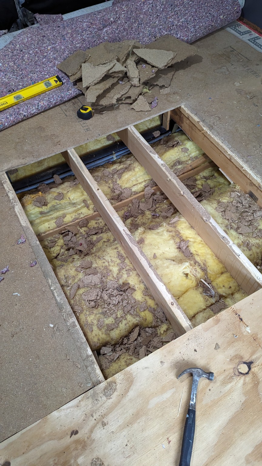 Floor opened up for repair