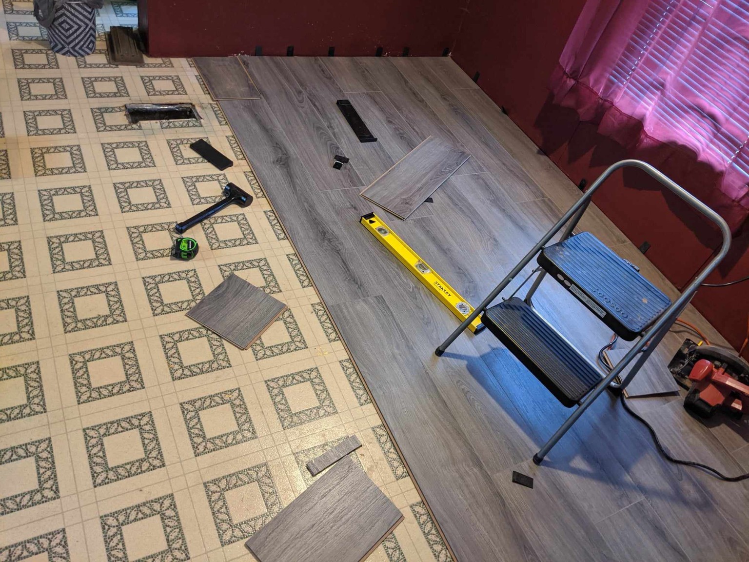 Flooring installation in progress