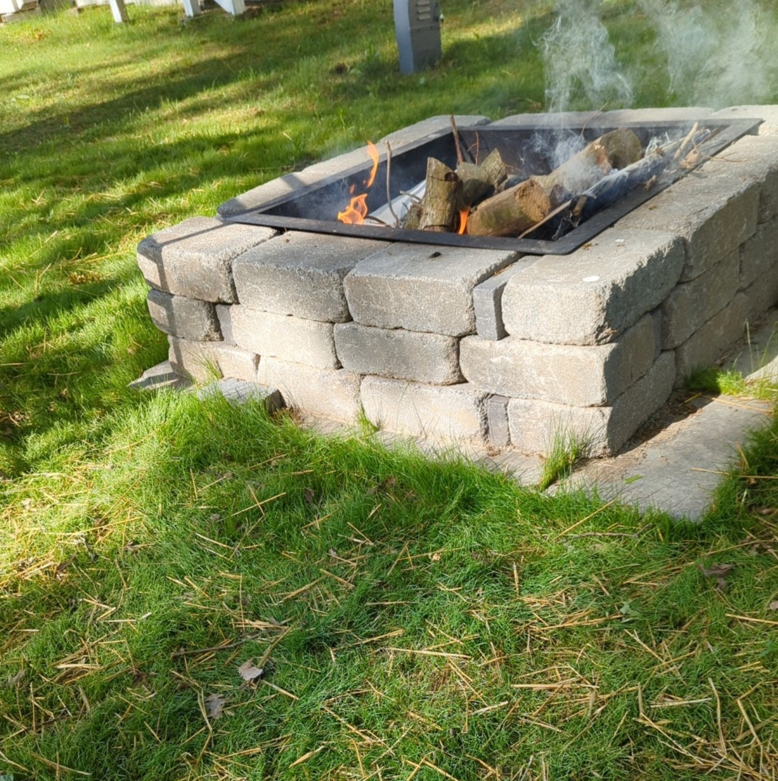 Finished block fire pit project