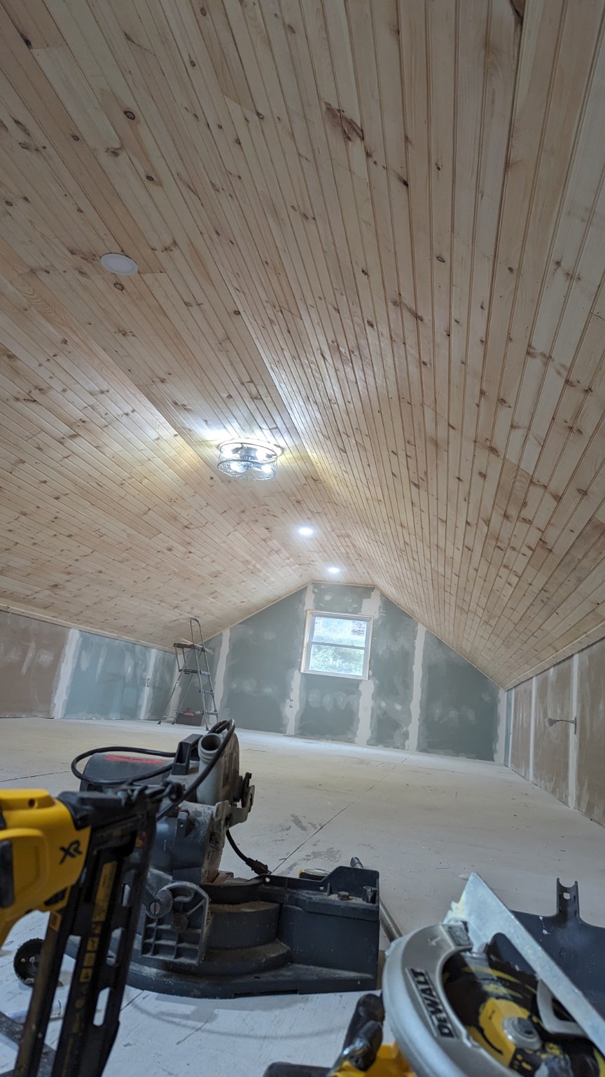 Loft after tongue and groove ceiling improvement