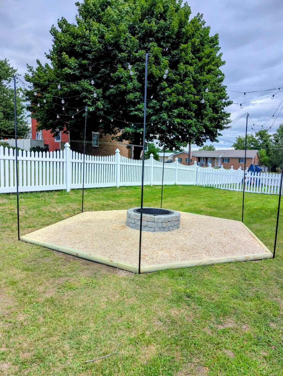 Finished Pitboss outdoor fire pit and landscape project