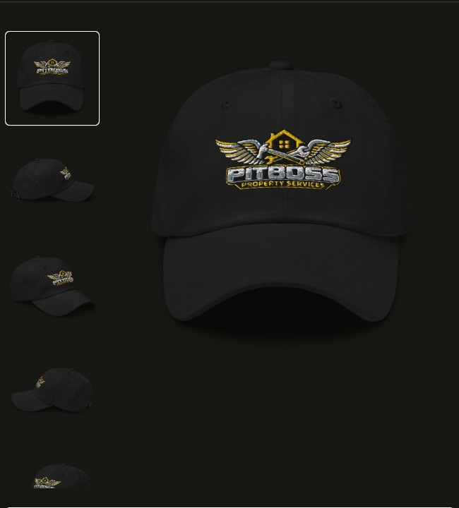 Black Pitboss Property Services embroidered logo hat